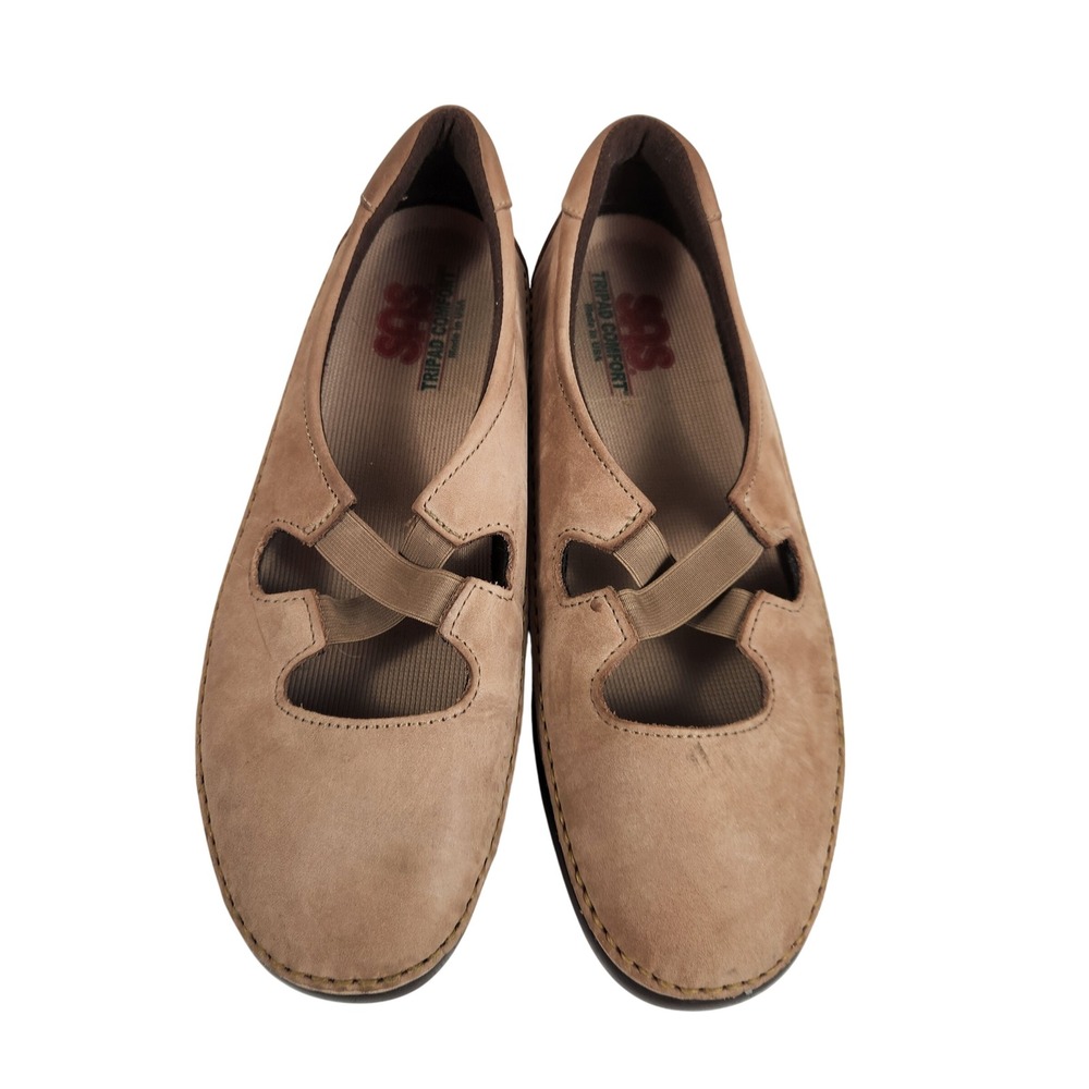 SAS Shoes Tripad‎ Comfort Mary Jane Flats Tan Suede Elastic Strap Womens Size 10